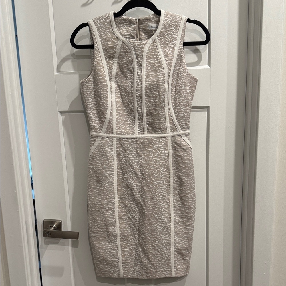 Calvin Klein Beige and White Midi Dress - Picture 2 of 5